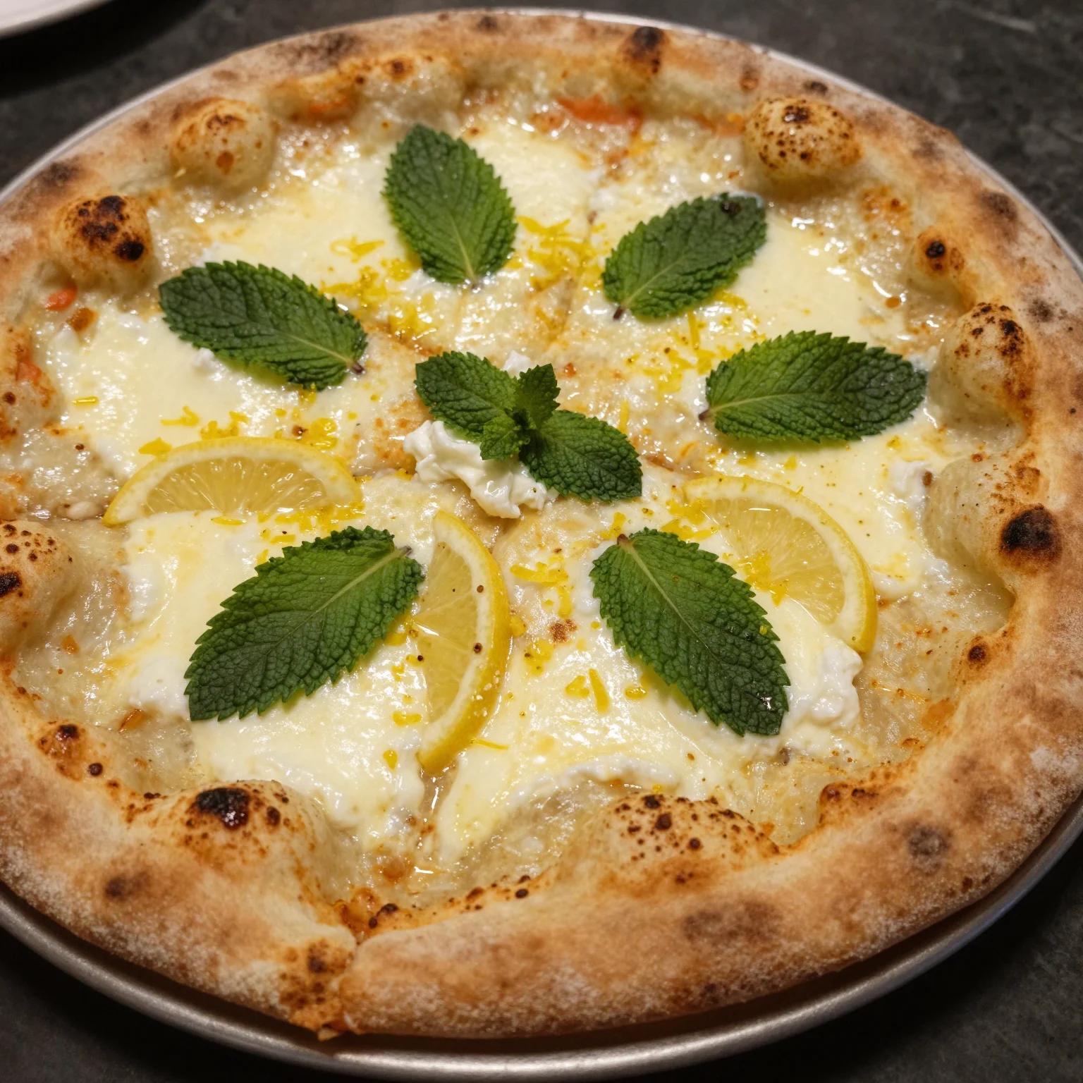 Lemon Mint Mascarpone Pizza