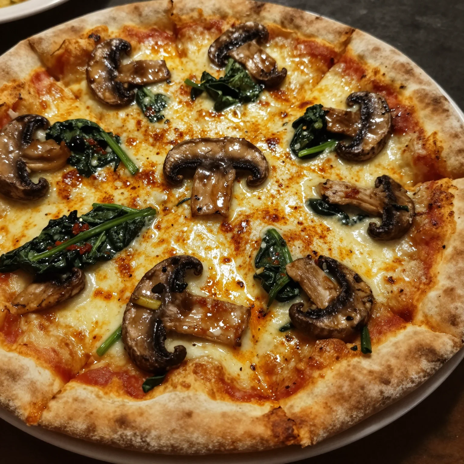 Oyster Mushroom Paprika Spinach Pizza