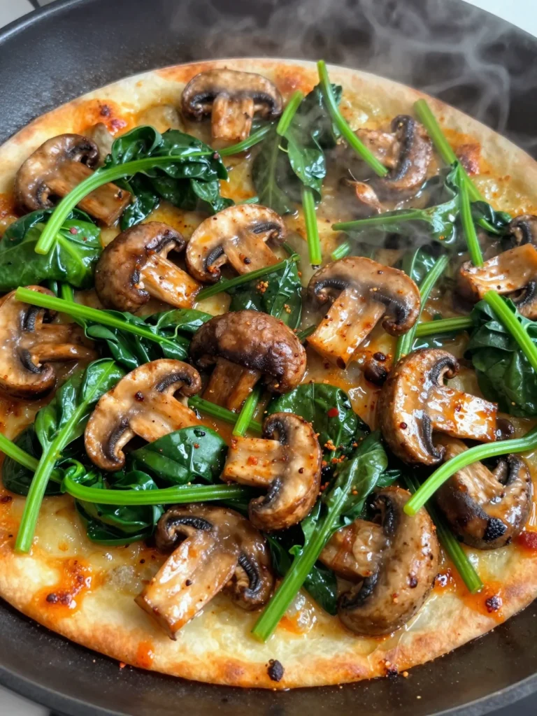 Oyster Mushroom Paprika Spinach Pizza