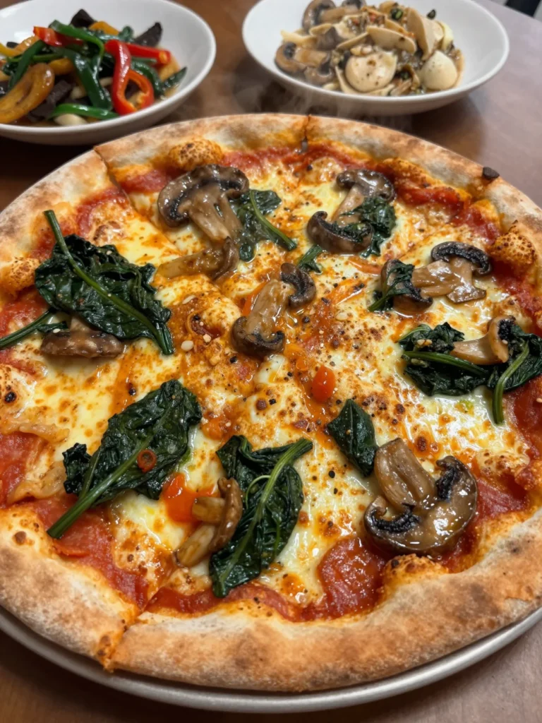 Oyster Mushroom Paprika Spinach Pizza