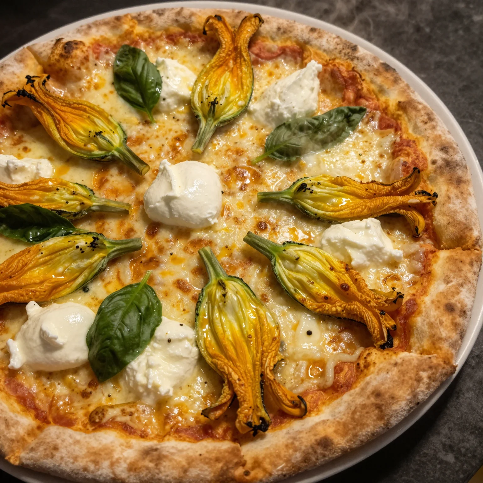 Summer Squash Blossom Pizza